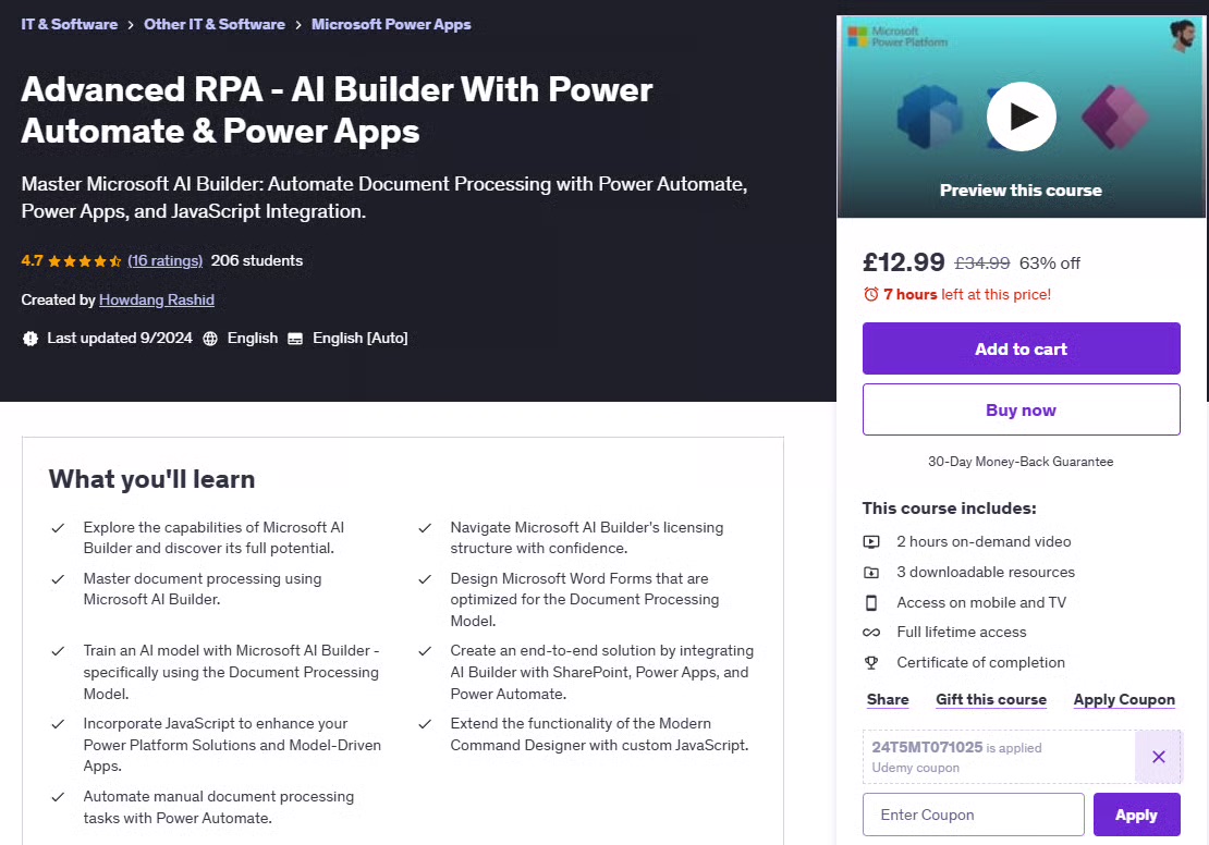 Udemy course